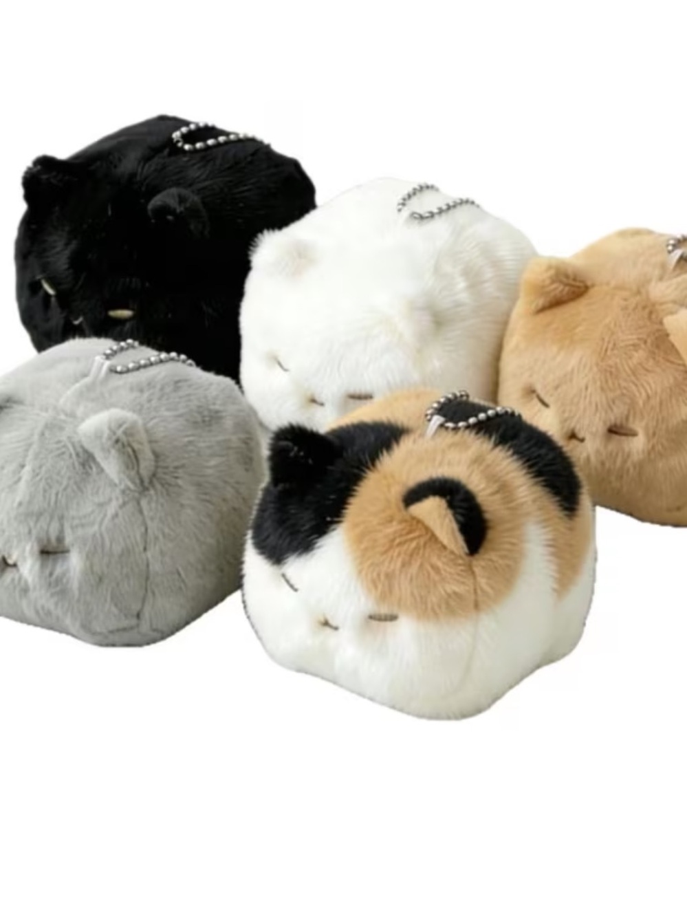 Fuzzy Cat Bag Charm Keychain – Pick One Color